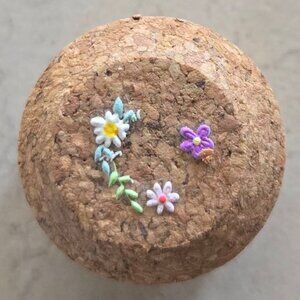Brand New Hand Crafted Magnet Created from Champagne Cork Featuring Flowers